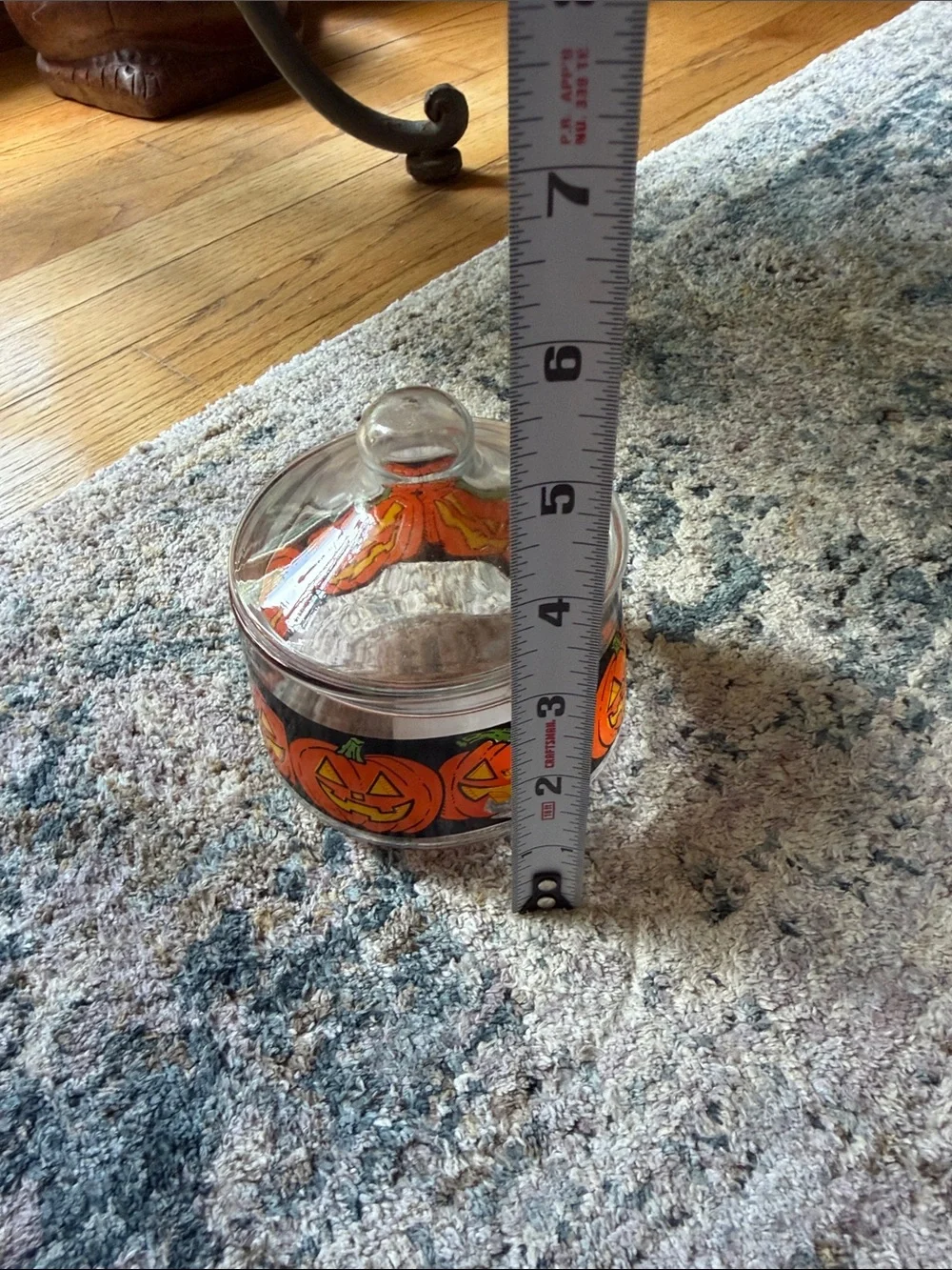 Vintage Halloween Jar Indiana Glass Candy Snack Pumpkin Dish w/lid Jack Lantern
